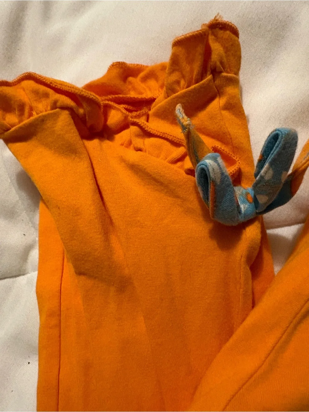 Eleanor Rose Blue Pumpkin Print Dress with Orange Leggings